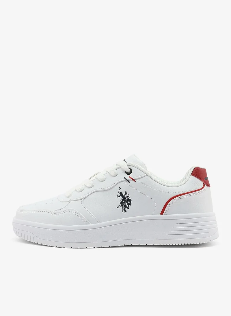 U.S. Polo Assn. white Women's White Low-Top Sneakers - Lightweight Lace-Up Design, Comfortable for Everyday Outfits for Women | Best Price UAE